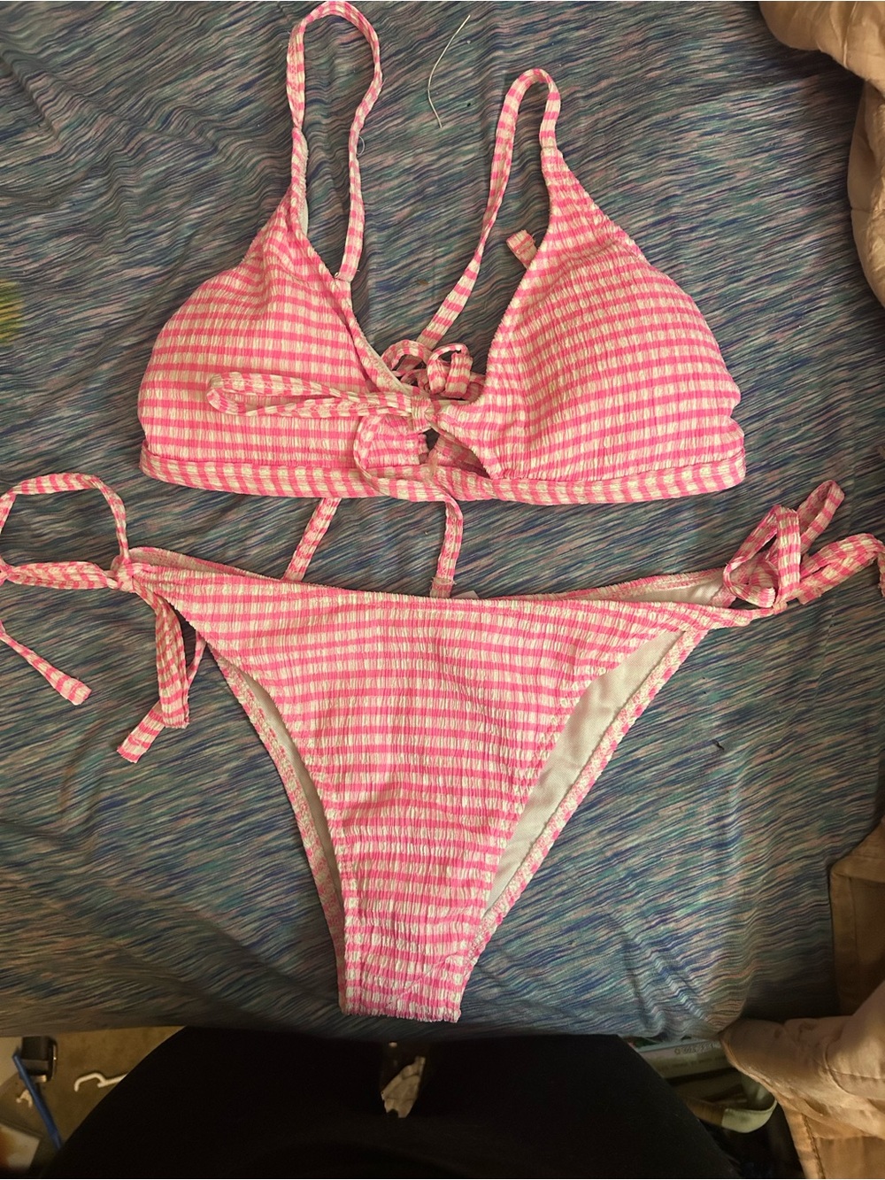 Pink Gingham Tie Bikini Set